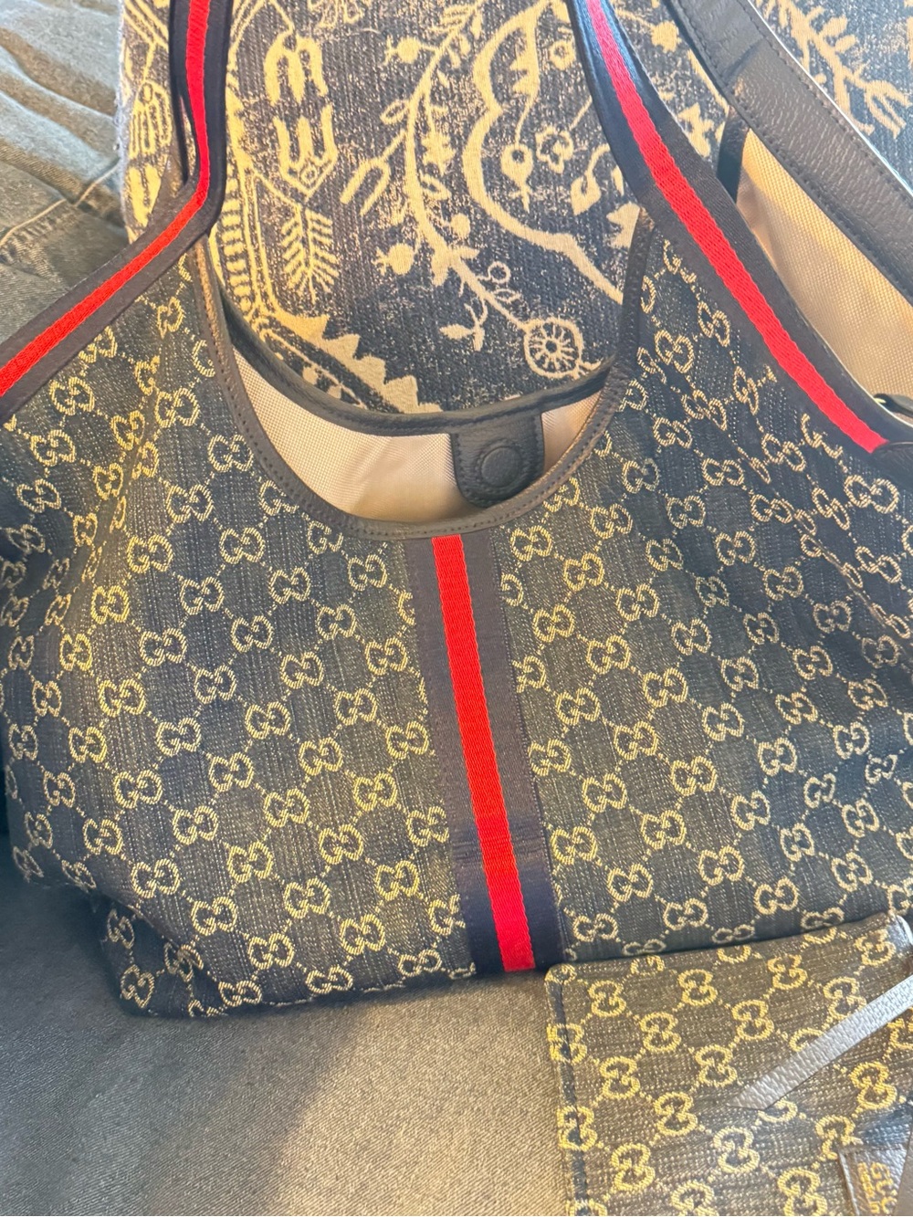 Designer like Monogram Messenger Bag in Navy with Red-Blue worn maybe 3 times - Picture 10 of 13
